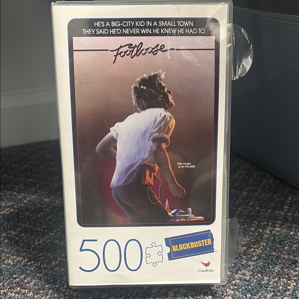 Cardinal Blockbuster case Footloose 500-piece puzzle. Box open, puzzle unopened